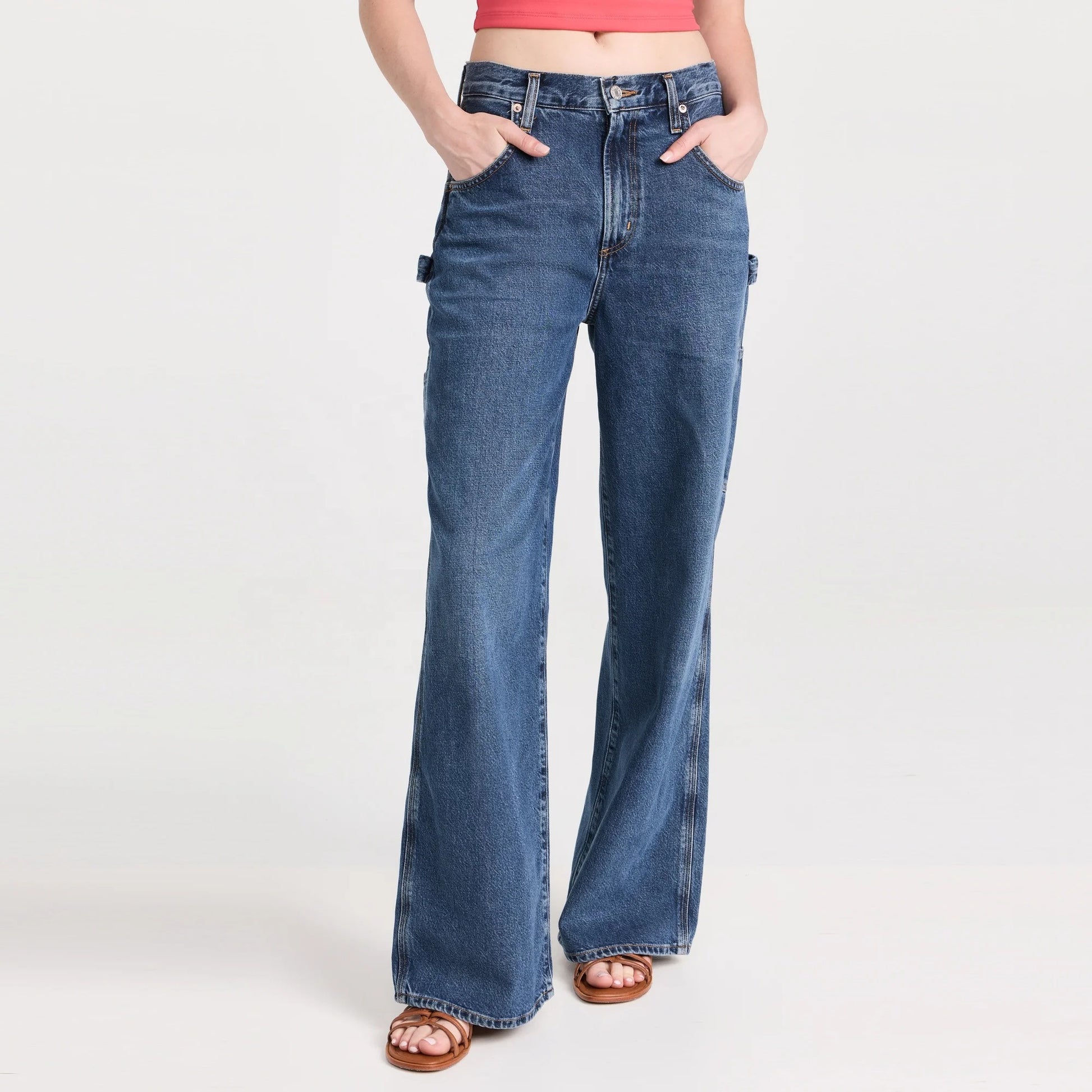 Dark Blue Wide Leg Carpenter Jeans
