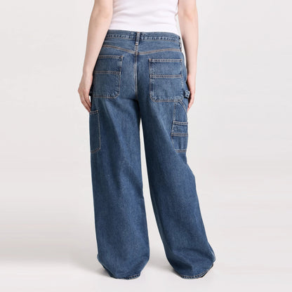 Dark Blue Wide Leg Carpenter Jeans