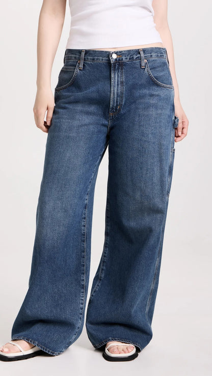 Dark Blue Wide Leg Carpenter Jeans