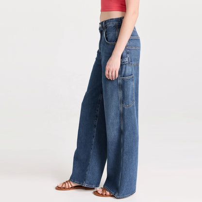Dark Blue Wide Leg Carpenter Jeans