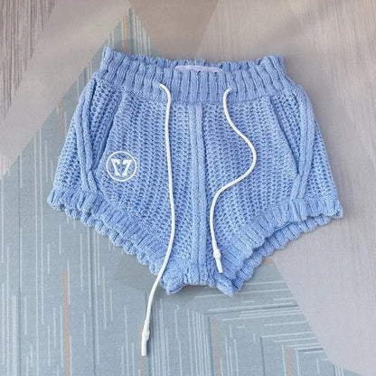 Light blue knitted two-piece set with zip cardigan