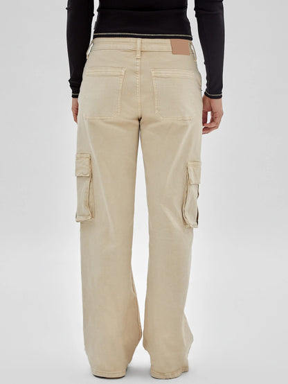 Wide-Leg Cargo Trousers in Beige